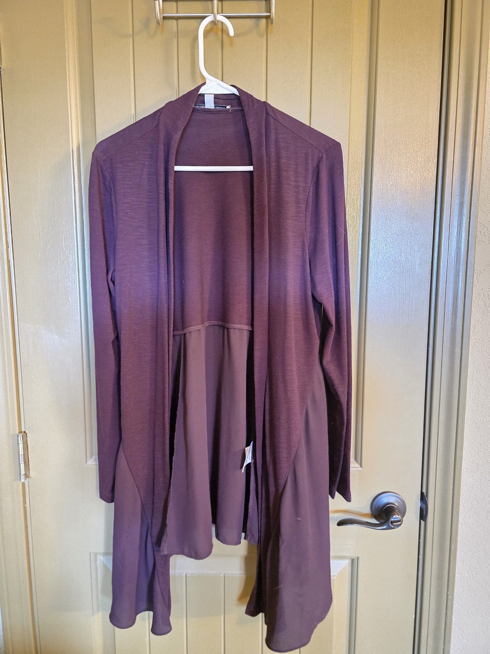 Adrienne Vittadini Plum Open-Front Long Cardigan